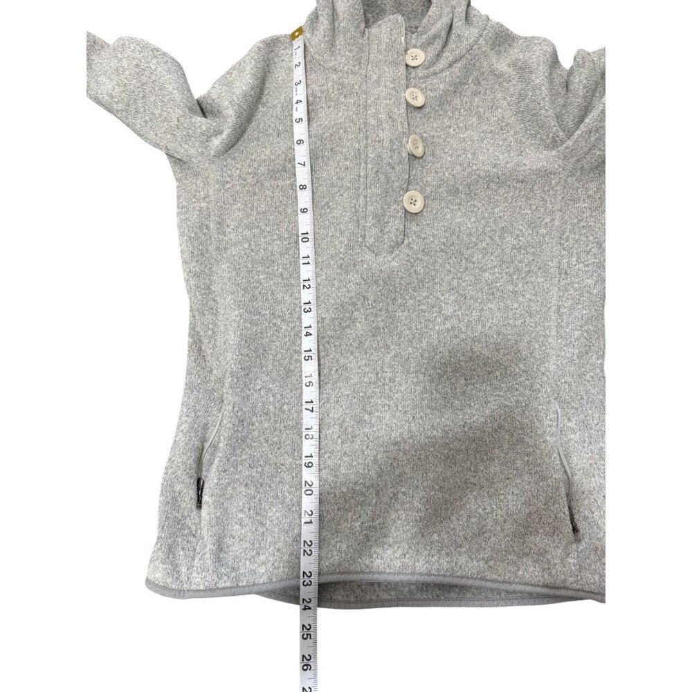 North Face Hoodie Sweater 1/4 Button Gray Pullover Crescent Sunrise Women Size M - Picture 5 of 7